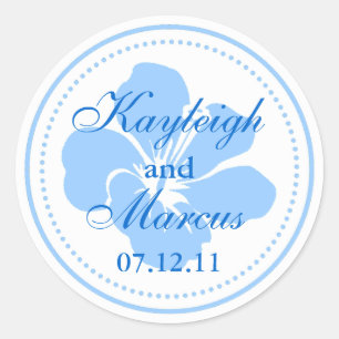 Blue Hibiskus Wedding Sticker