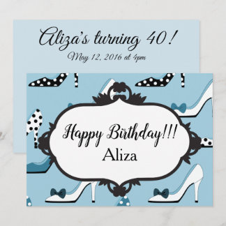 Blue High Heels 40. Geburtstag Party Einladung
