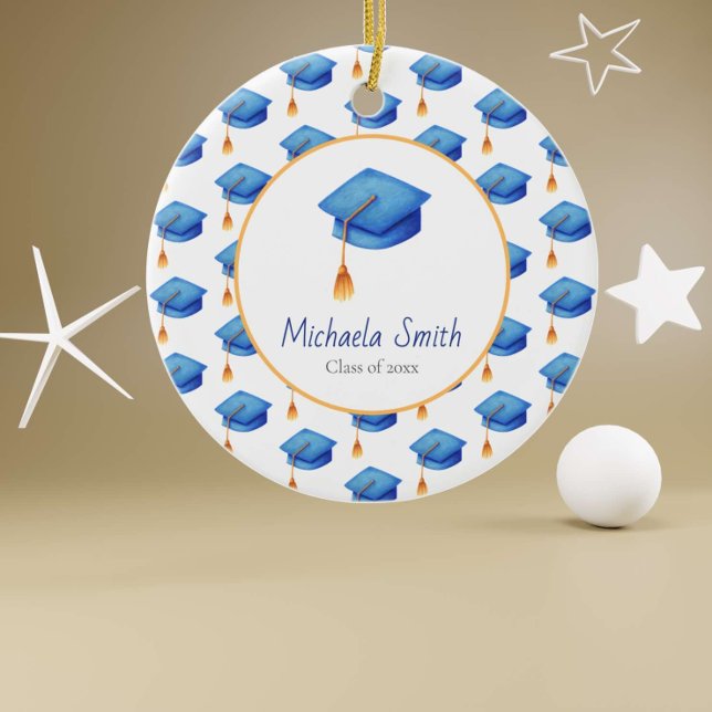 Blue High School Abschluss Keepake Weihnachten Keramik Ornament (Von Creator hochgeladen)