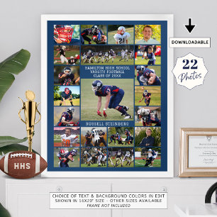 Blue High School Abschluss-Sportjahr 22 Foto-Colla Poster