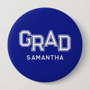 Blue High School Grad Individuelle Name Abschluss Button