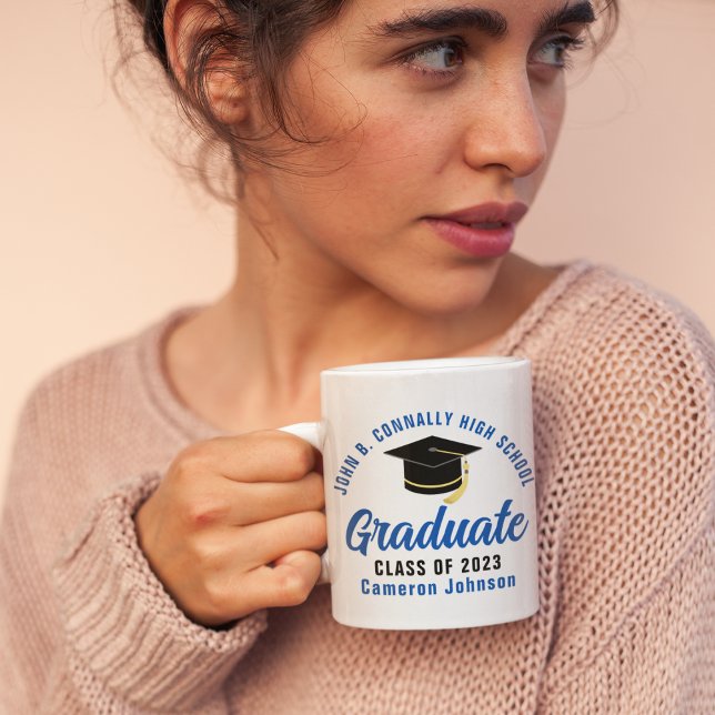 Blue High School Graduate Custom 2023 Abschluss Kaffeetasse (Von Creator hochgeladen)