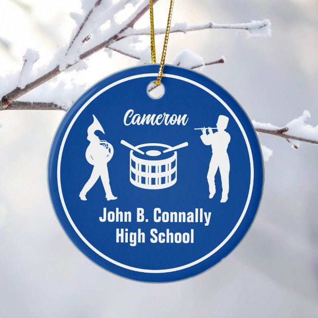 Blue High School Marching Band Custom Christmas Keramik Ornament (Von Creator hochgeladen)