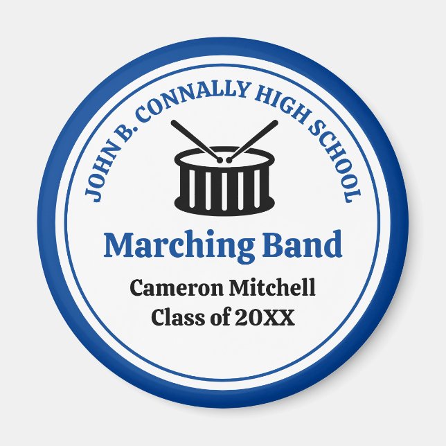 Blue High School Marching Band individuell anpassb Magnet (Vorne)
