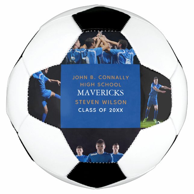 Blue High School Senior 4 Foto Cool Personalisiert Fußball (Vorderseite)