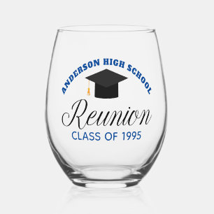 Blue High School Wiedersehen Party Custom Alumni Weinglas Ohne Stiel
