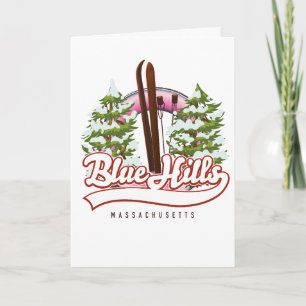 Blue Hills Massachusetts Ski-Logo Feiertagskarte