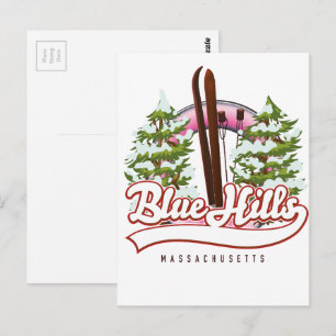 Blue Hills Massachusetts Ski-Logo Postkarte