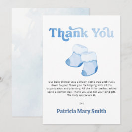 Blue Hinterns Boy Baby Dusche Danke Karte