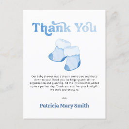 Blue Hinterns Boy Baby Dusche Vielen Dank Postkarte
