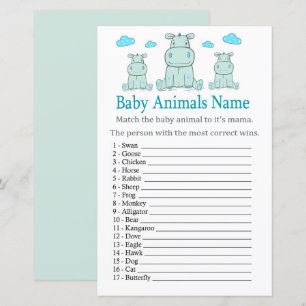 Blue Hippo Baby Animals Name Game