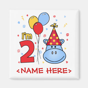 Blue Hippo Face 2. Geburtstag Magnet