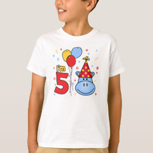 Blue Hippo Face 5. Geburtstag T-Shirt