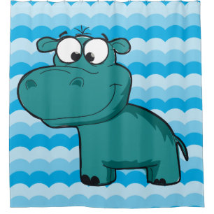 Blue Hippopotamus Hippo Animals Zoo Safari Duschvorhang