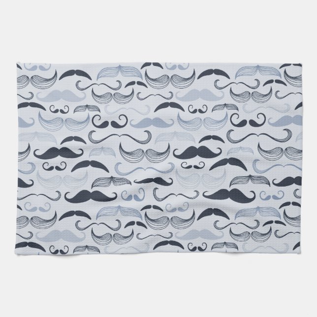 Blue Hipster Mustaches Handtuch (Horizontal)