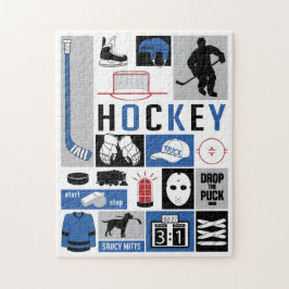 Blue Hockey Elements Stick Puck Player