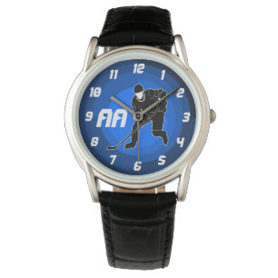 Blue Hockey Player Silhouette Armbanduhr