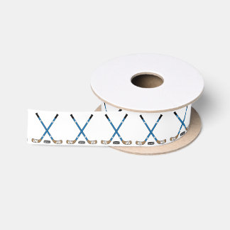 Blue Hockey Sticks und Puck Satin Ribbon Satinband