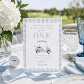 Blue Hole in One Golf Cart Einladung zum Geburtsta