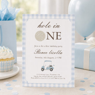 Blue Hole in One Golf Cart Invitation Anniversaire