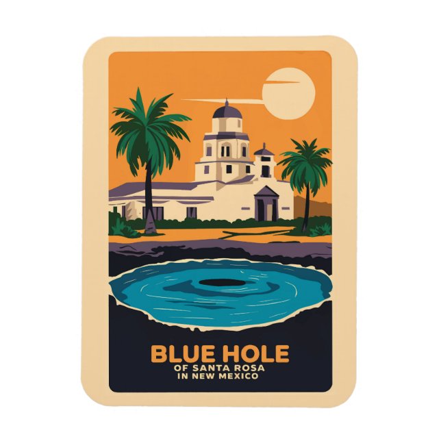 Blue Hole New Mexico Art Vintag Magnet (Vertikal)