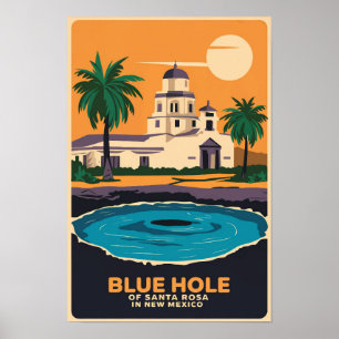 Blue Hole New Mexico Reise Kunst Vintage Poster