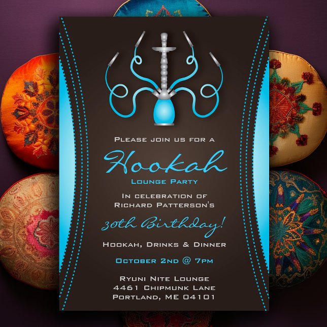 Blue Holi Hookah Party Einladung (Blue Holi Hookah Party Invitation
)