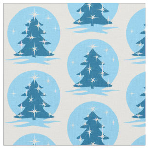 Blue Holiday Fabric Blue Christmas Tree Fabrics Stoff