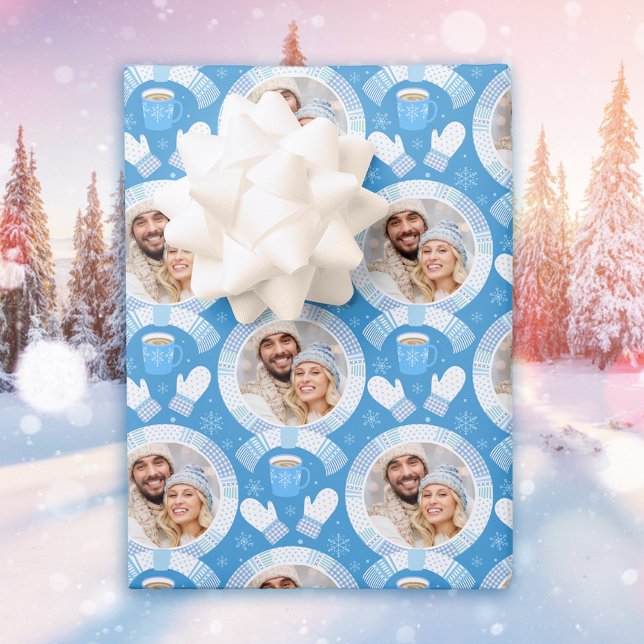 Blue Holiday Foto Wrapping Paper Sheets Geschenkpapier Set (Von Creator hochgeladen)