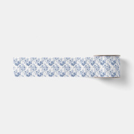 Blue Holiday Ribbon mit französischem Blumenmuster Satinband