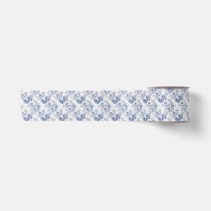 Blue Holiday Ribbon mit französischem Blumenmuster Satinband