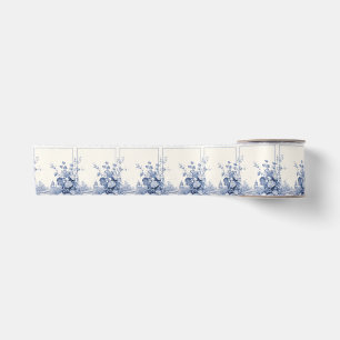 Blue Holiday Ribbon mit französischem Blumenmuster Satinband