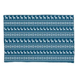 Blue Holiday Winter Snowflake Rentiermuster Kissenbezug