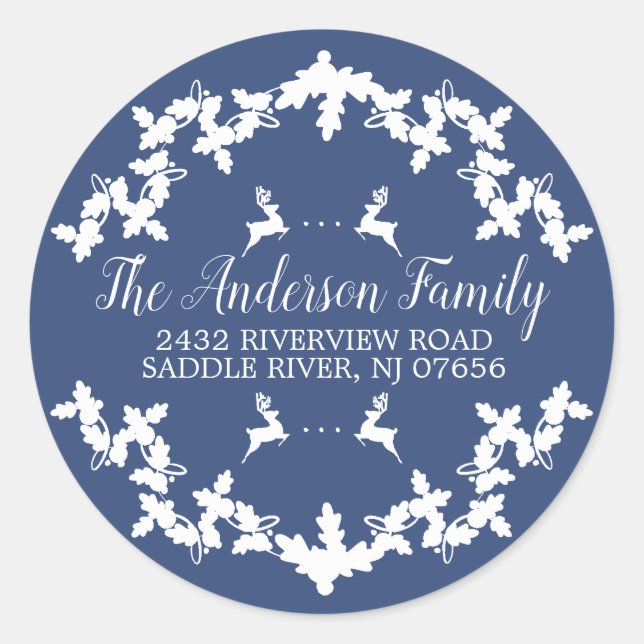 Blue Holly Berry Rücksendeadresse Round Sticker (Vorderseite)