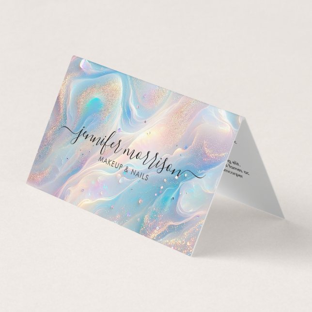 Blue Holographic Opal Gold Glitter Makeup, Beauty Visitenkarten (Vorderseite)
