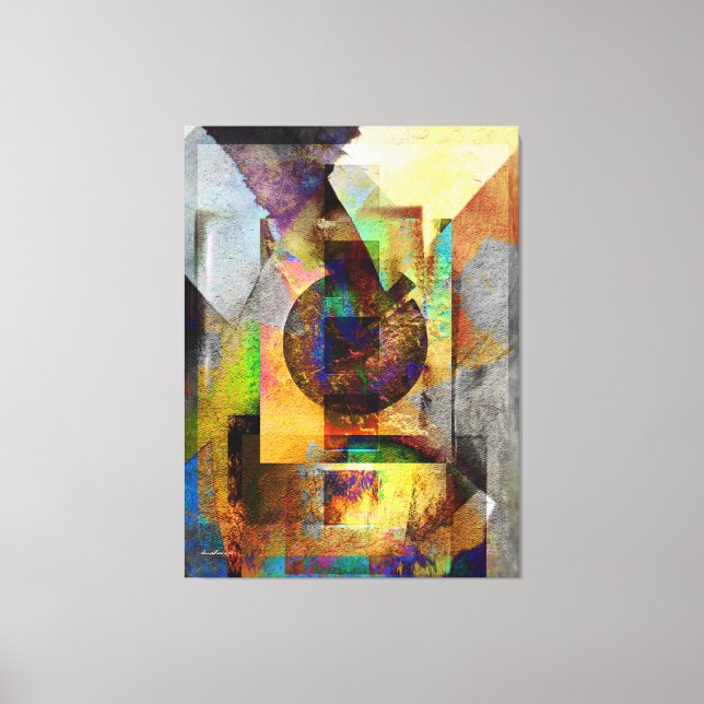 Blue Hope Geometric Industrial Grunge Art 7 Leinwanddruck (Vorderseite)