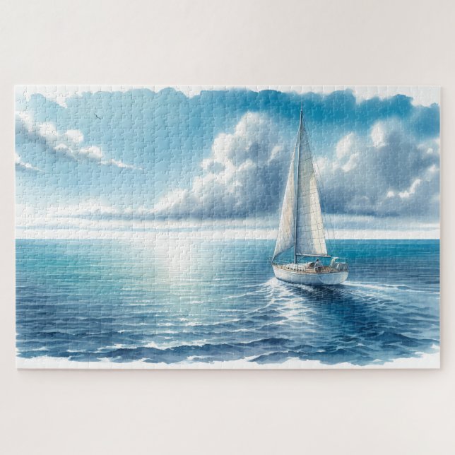 Blue Horizon Solitary Sailboat (Horizontal)