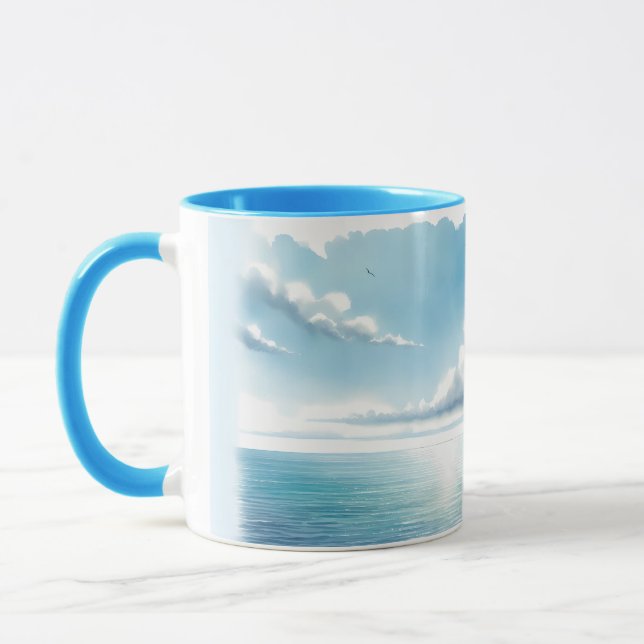 Blue Horizon Solitary Sailboat Tasse (Links)