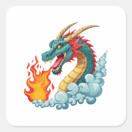 Blue horned dragon quadratischer aufkleber