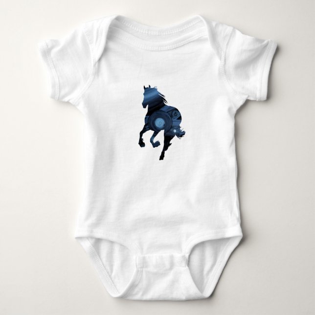 Blue Horse Baby Bodysuit Strampler (Vorderseite)