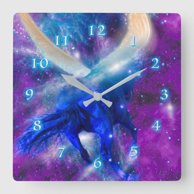 BLUE HORSE PROPHECY QUADRATISCHE WANDUHR (Vorderseite)