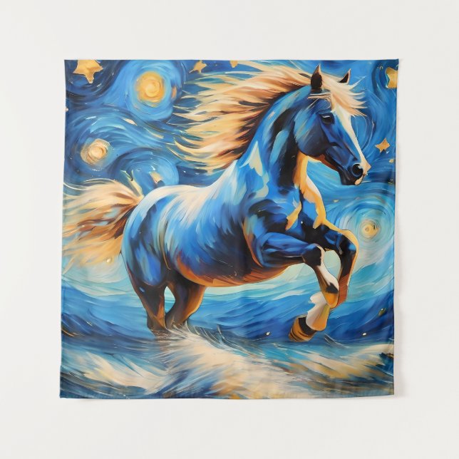 Blue Horse Tapest Wandteppich (Vorderseite)