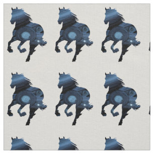 Blue Horse Wilderness Fabric Stoff