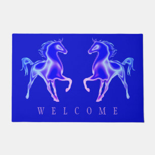 Blue Horses Doormat Willkommen Fußmatte
