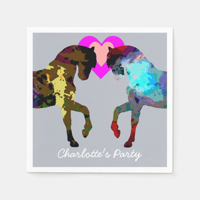 Blue Horses Personalisiert Paper Napkins Serviette (Vorderseite)