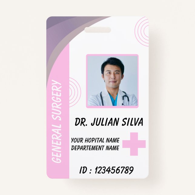 Blue Hospital Employee ID Badge Template (Devant)