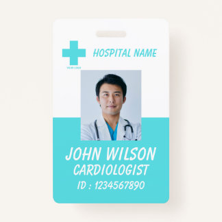 Blue Hospital Employee Name ID Badge Ausweis