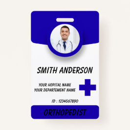 Blue Hospital Logo Employee Photo ID Badge Ausweis
