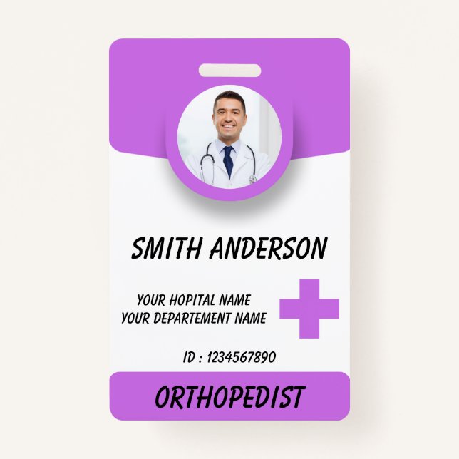 Blue Hospital Logo Employee Photo ID Badge Ausweis (Vorderseite)