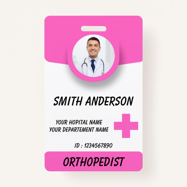 Blue Hospital Logo Employee Photo ID Badge Ausweis (Vorderseite)